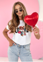 Tričko z nadrukiem Love Miss Bear Biela
