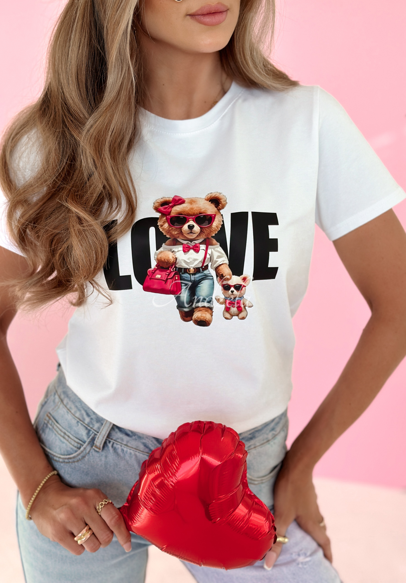 Tričko s potlačou Love Miss Bear Biela
