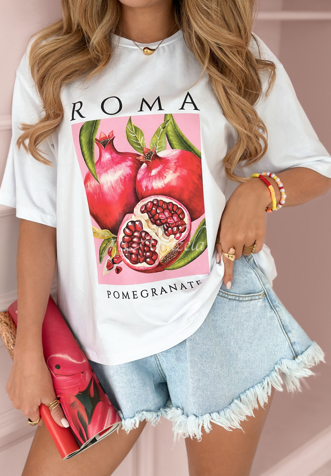 Tričko s potlačou Roma Pomegranate Biela