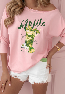 Blúzka oversize s potlačou Lalu Mojito ružová