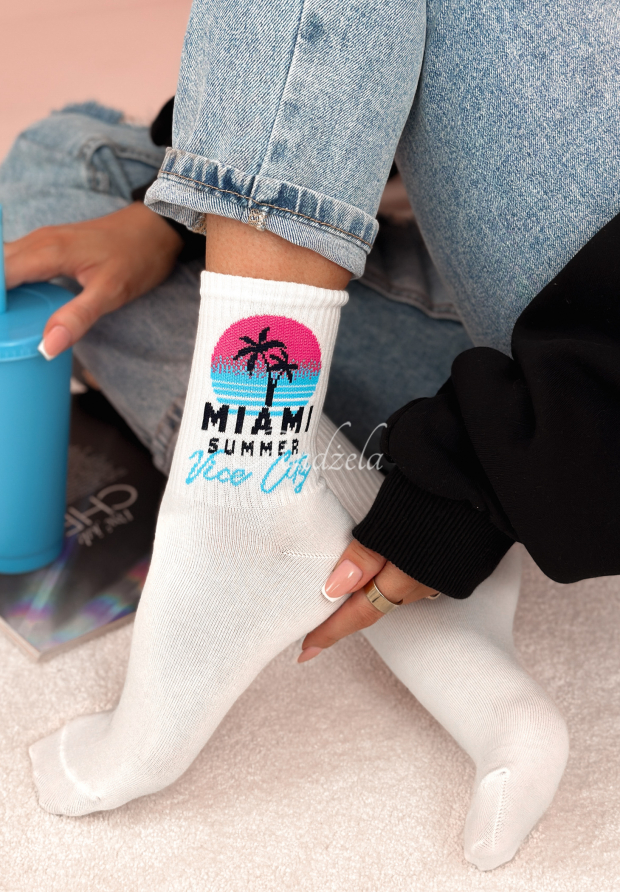 Dlh&eacute; ponožky Miami Summer biele