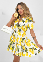 Koszulowa Šaty w cytrynki Lemon Crazy biało-žltá