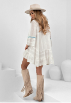 Šaty z falbankami boho Vacay Attitude Biela