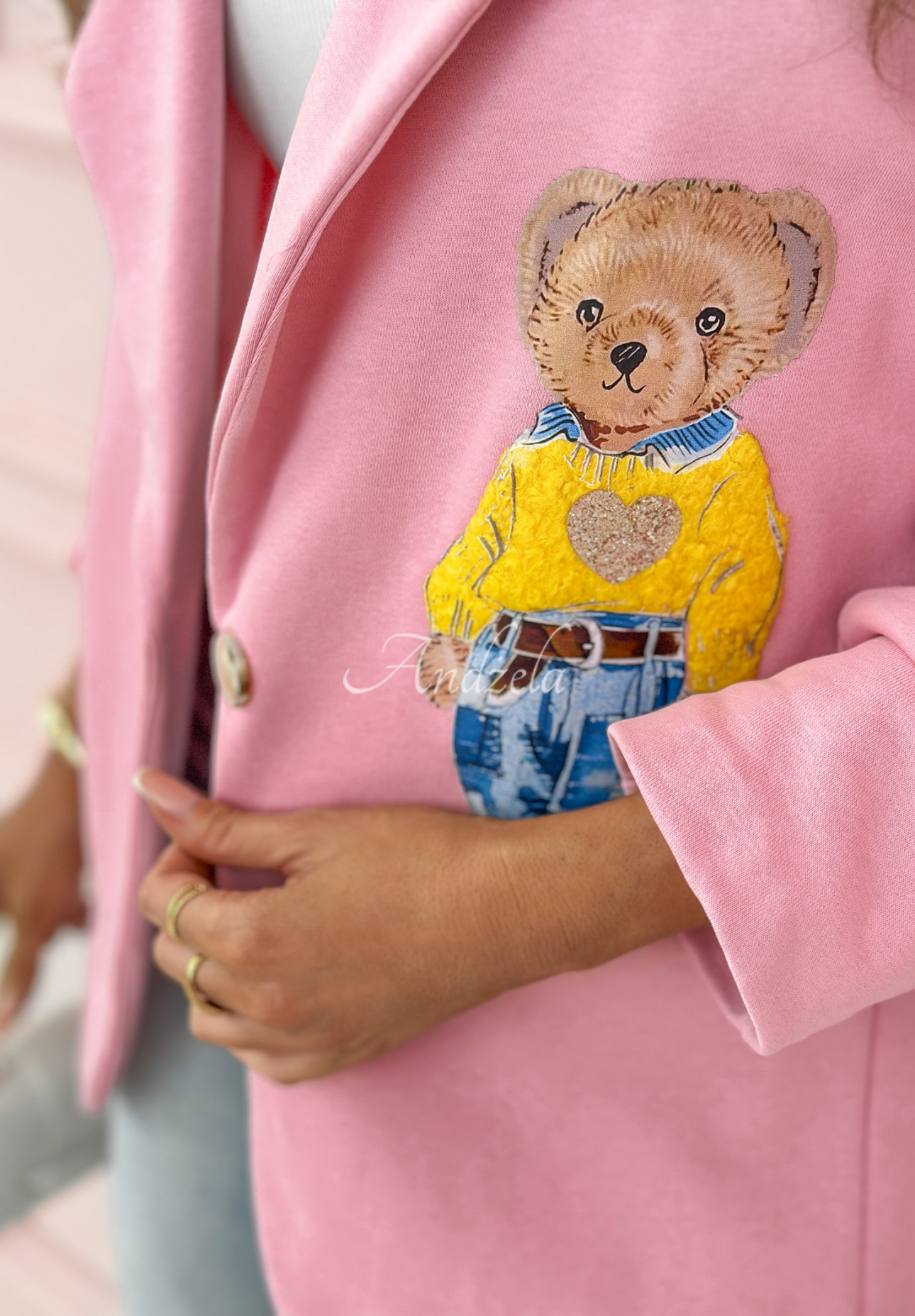 Sako s medvedíkom Bear Delight ružová
