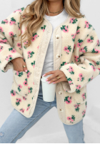 Bunda polarowa w kwiaty Flower Fluffs béžová