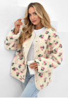 Bunda polarowa w kwiaty Flower Fluffs béžová