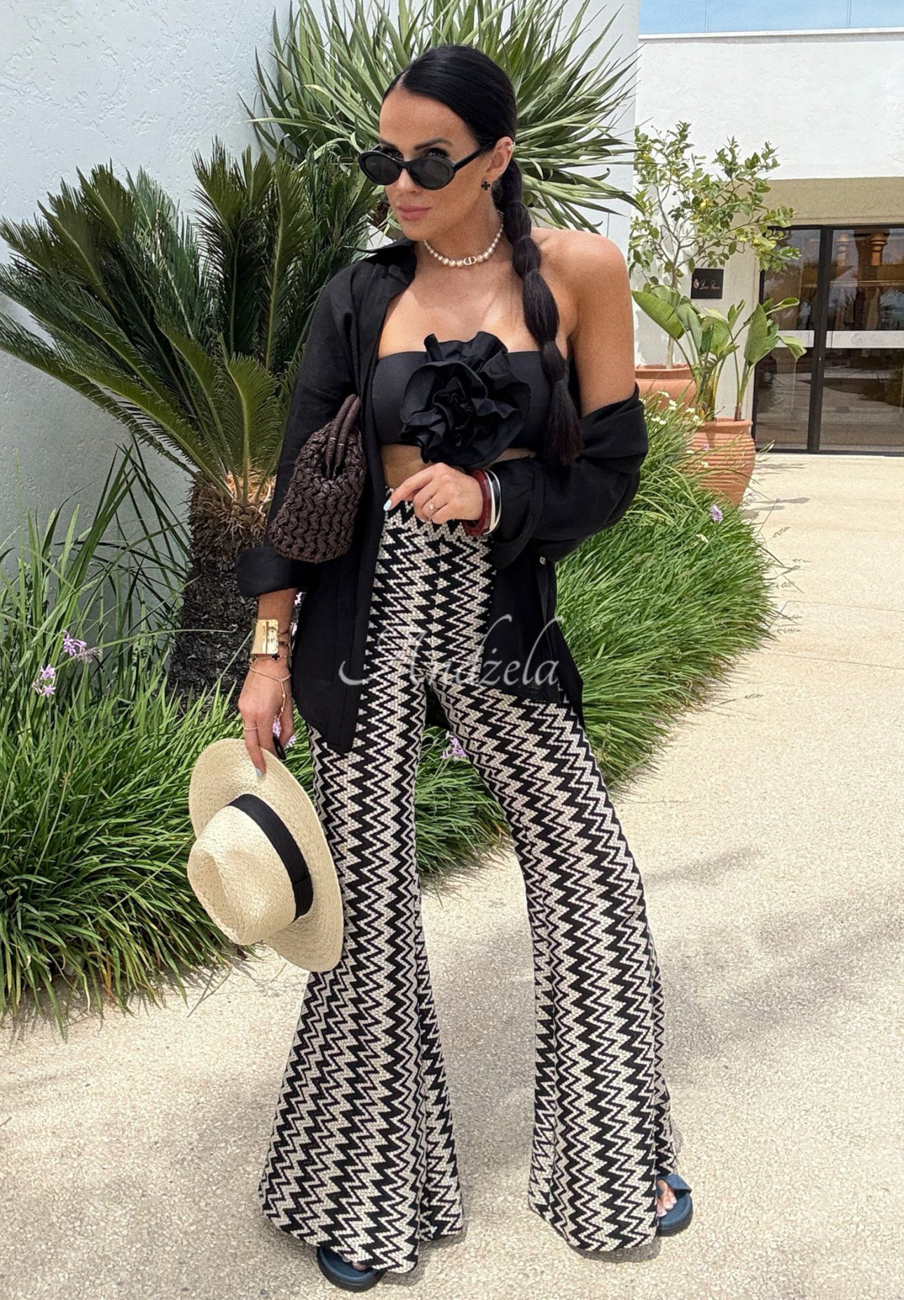 Ažúrové nohavice zvony La Milla Sun-Kissed Shades čierne