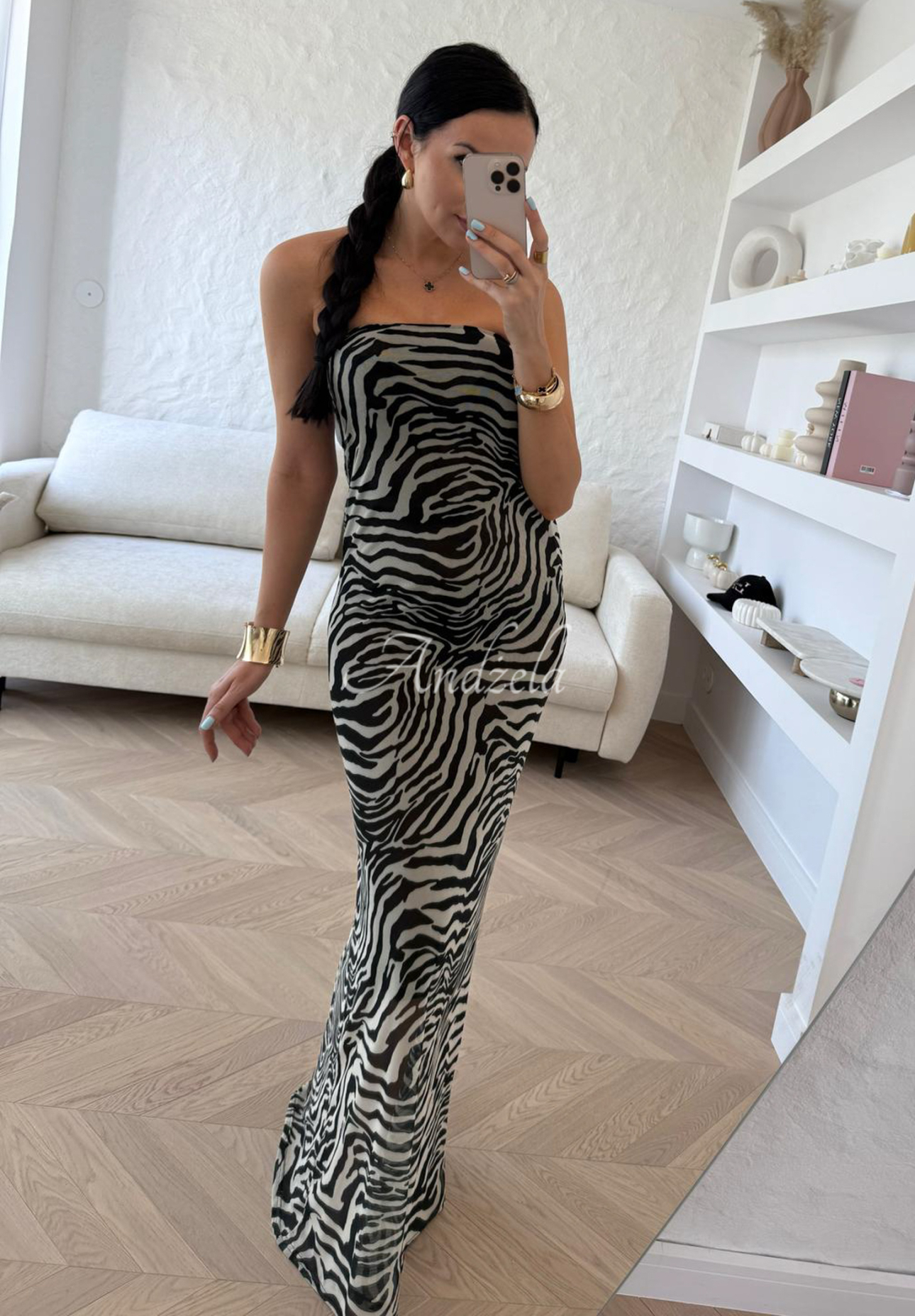 Šaty maxi zebrované La Milla Beauty Is Goodness bielo-čierne