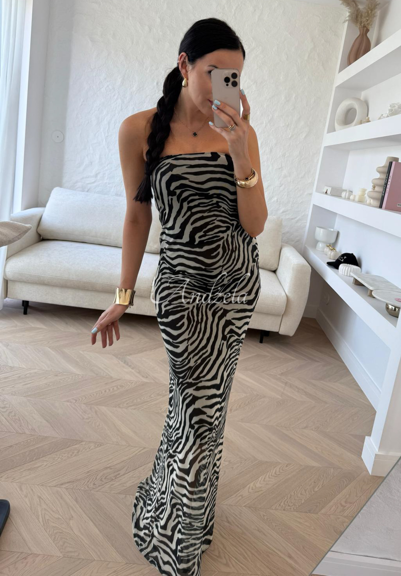 Šaty maxi zebrované La Milla Beauty Is Goodness bielo-čierne