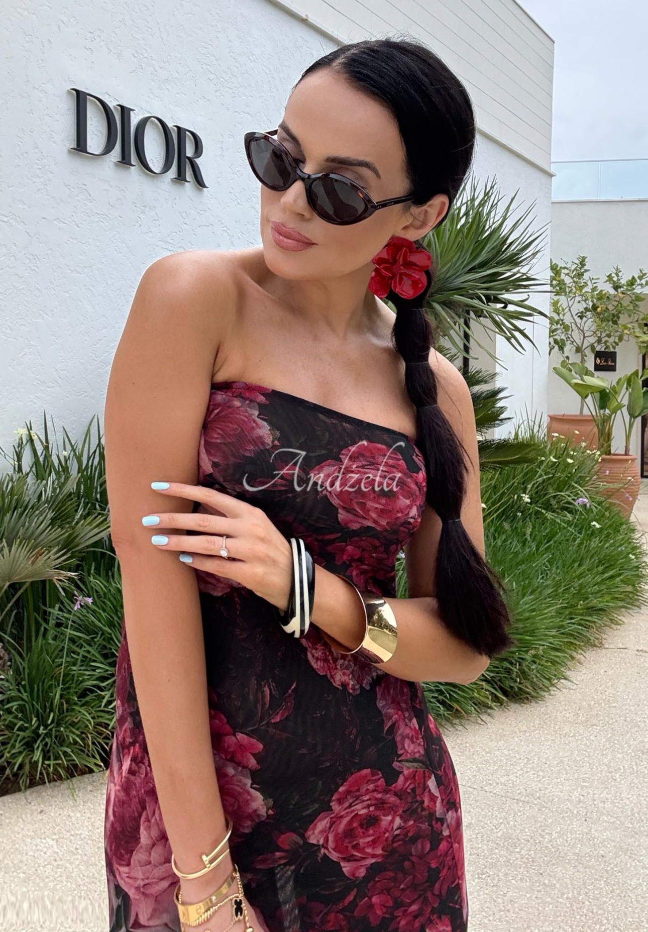 Šaty maxi s kvetmi La Milla Beauty Is Goodness čierno-bordové