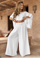 Súprava Blúzka i Nohavice wide leg Desert Princess Biela