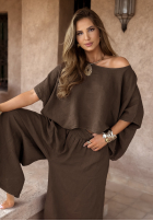 Súprava Blúzka i Nohavice wide leg Desert Princess čokoládový