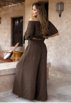 Súprava Blúzka i Nohavice wide leg Desert Princess čokoládový