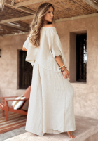 Súprava Blúzka i Nohavice wide leg Desert Princess svetlobéžový