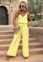 Lniany top Summery Essentials banánový
