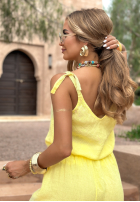 Lniany top Summery Essentials banánový