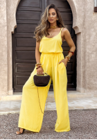 Súprava top i Nohavice wide leg Summer Is My Favorite banánový