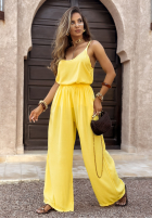 Súprava top i Nohavice wide leg Summer Is My Favorite banánový