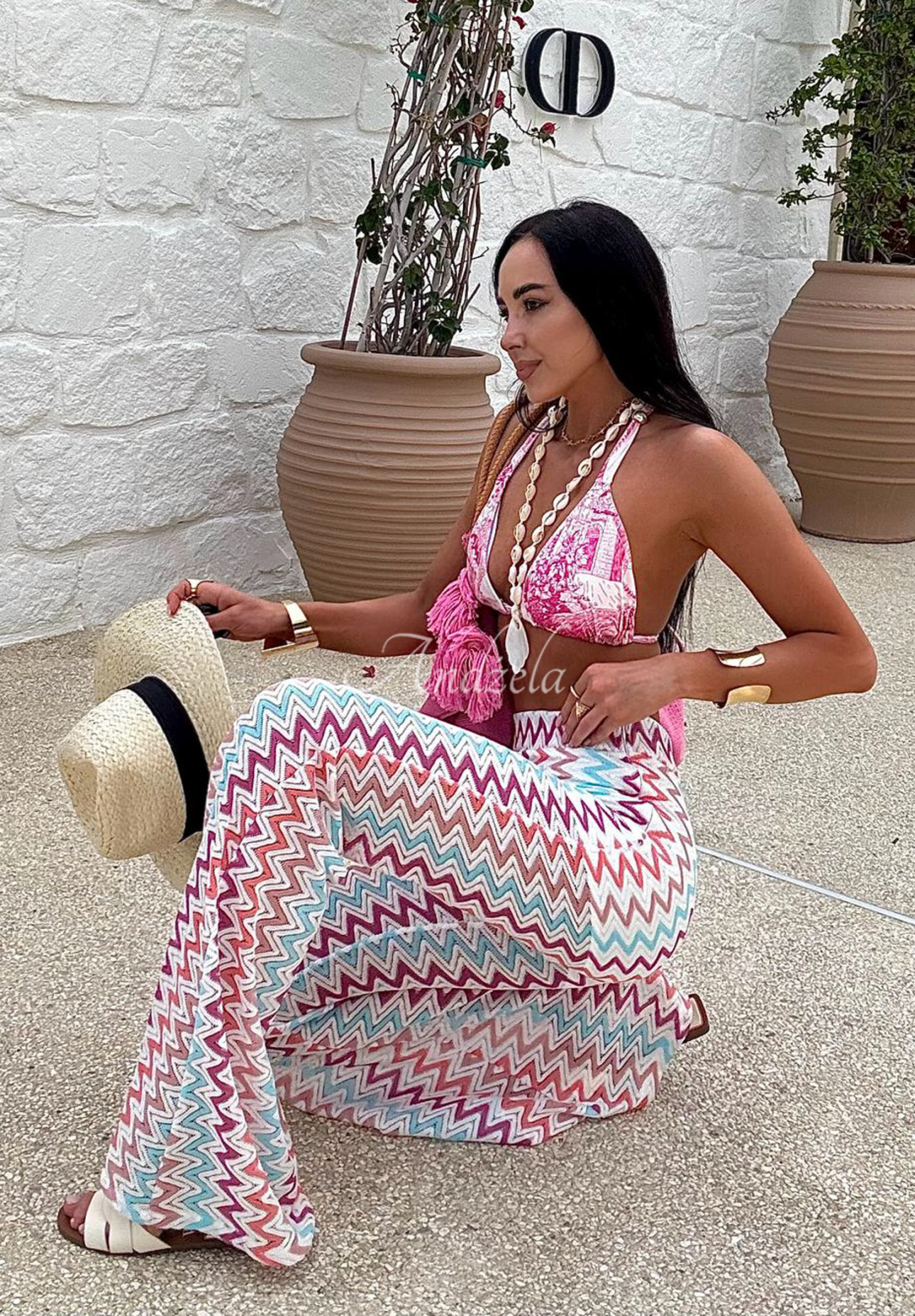 Ažúrové nohavice zvony La Milla Sun-Kissed Shades biele