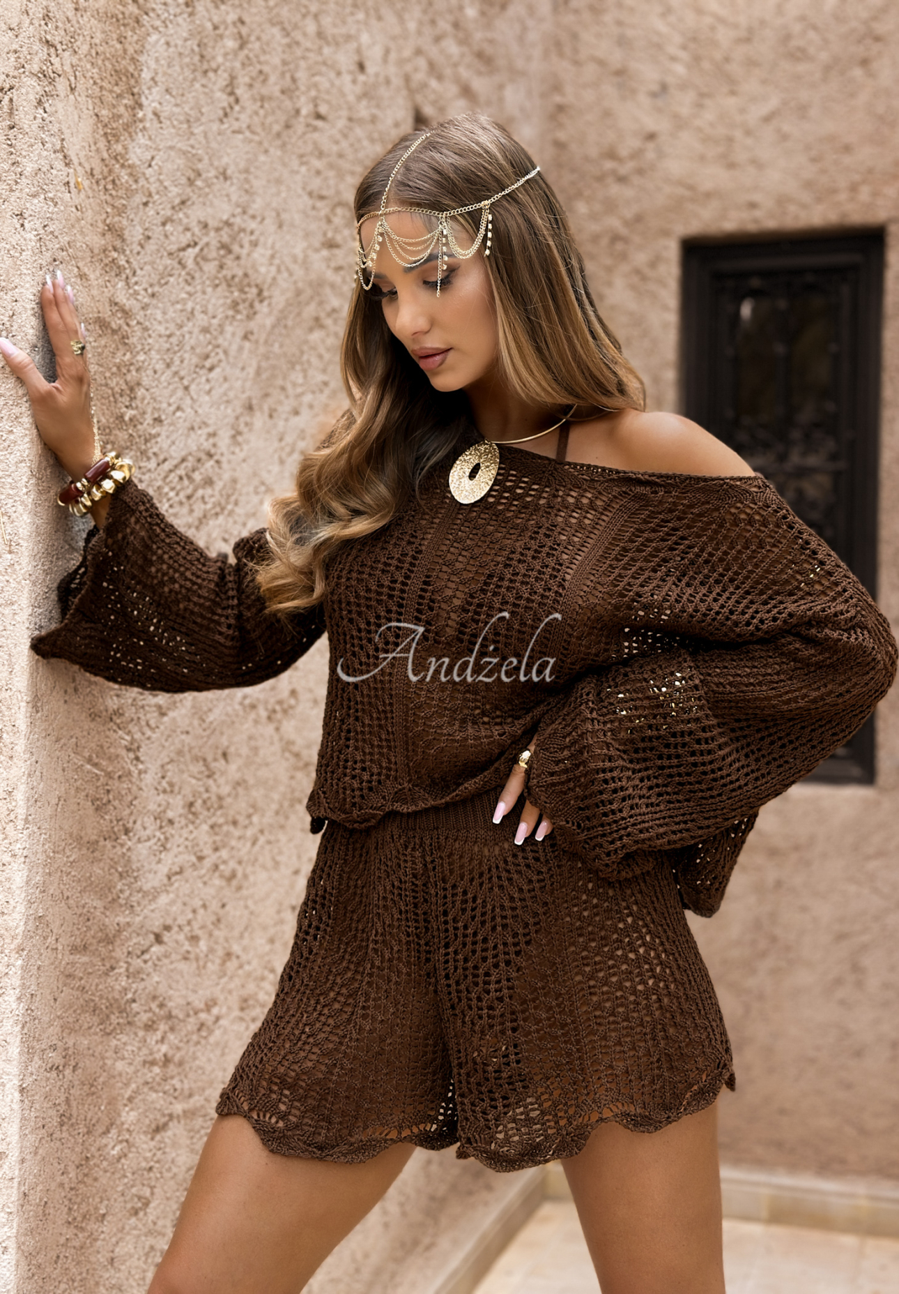 Krátke ažúrové šortky boho Morocco by Agata čokoládové