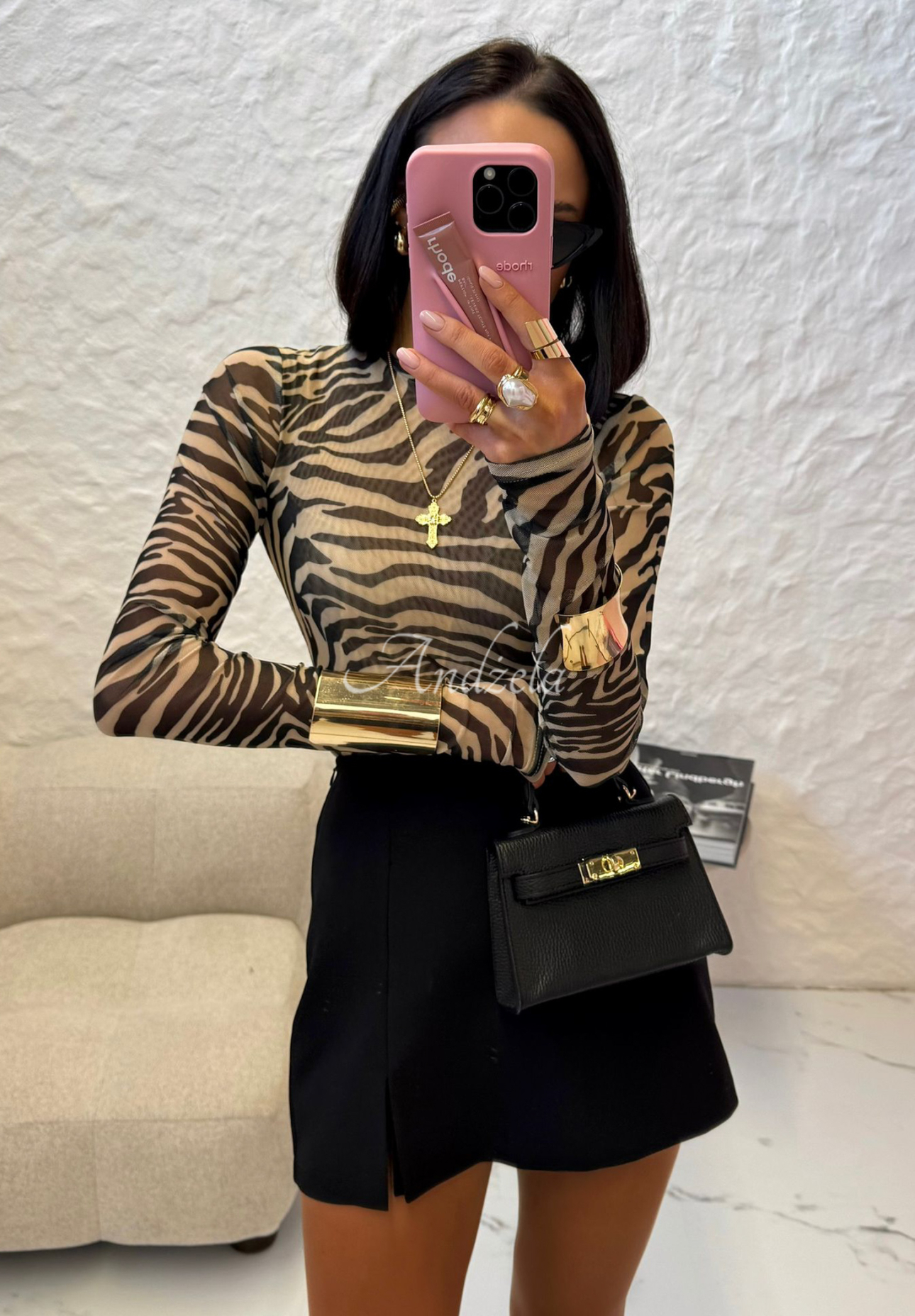 Blúzka zebrovaná La Milla Pink Dream čierno-béžová