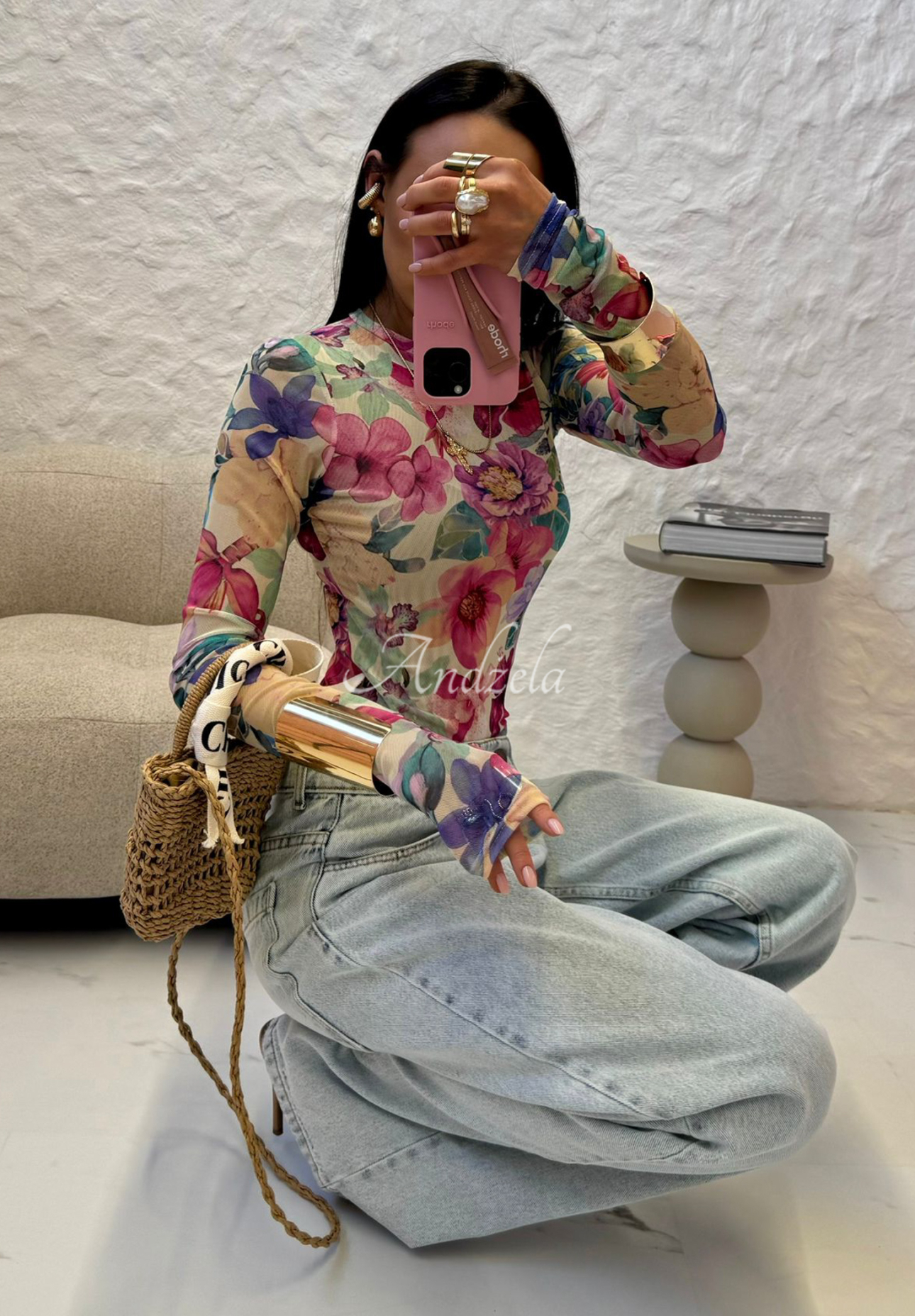 Blúzka s kvetmi La Milla Pink Dream béžovo-ružová