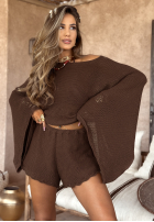 Krótkie ażurowe spodenki boho Sunshine Perfection čokoládové