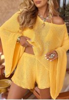 Krótkie ażurowe spodenki boho Sunshine Perfection banánové