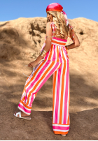 Súprava Blúzka i Nohavice wide leg w paski Sunny Stripes pomarańczowo-ružový