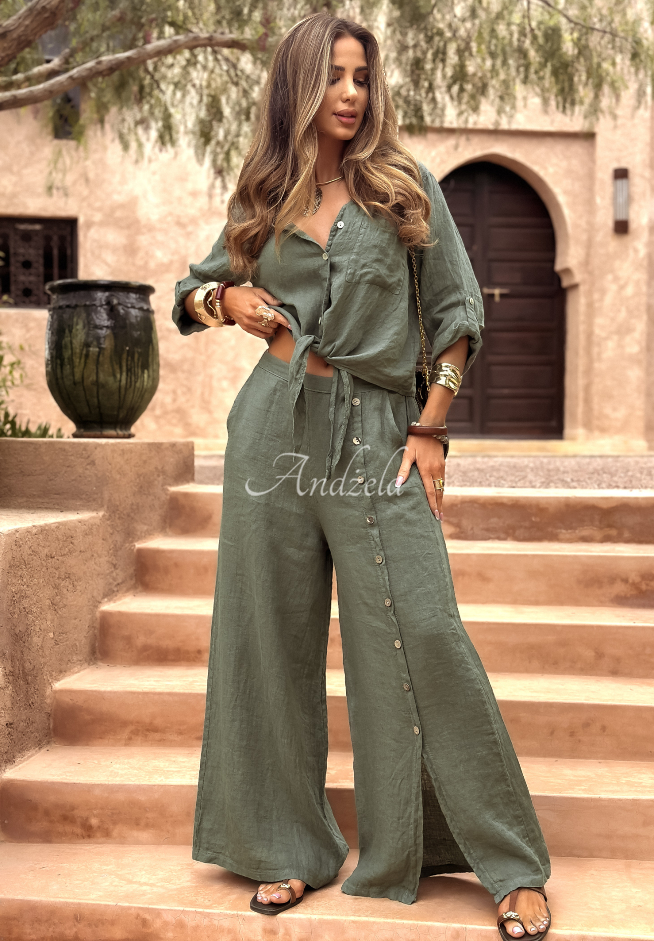 Ľanová košeľa So Much Sun khaki