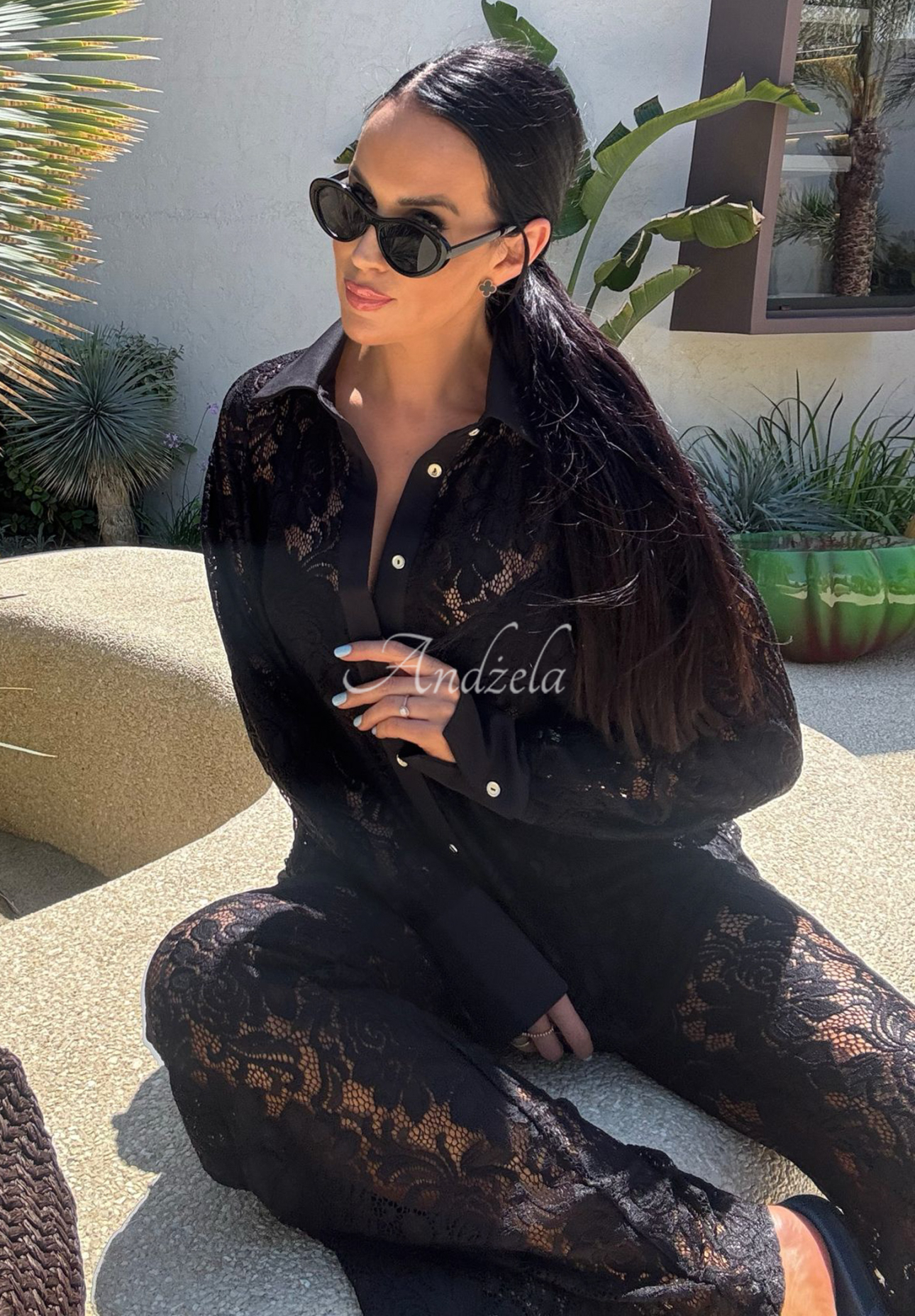 Čipkované nohavice La Milla Lace Elegance čierne
