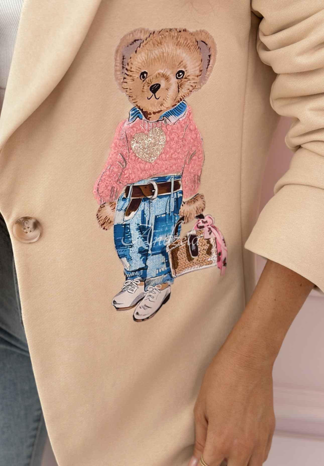 Sako s medvedíkom Bear Delight tmavobéžový