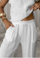Nohavice wide leg Desert Princess biele