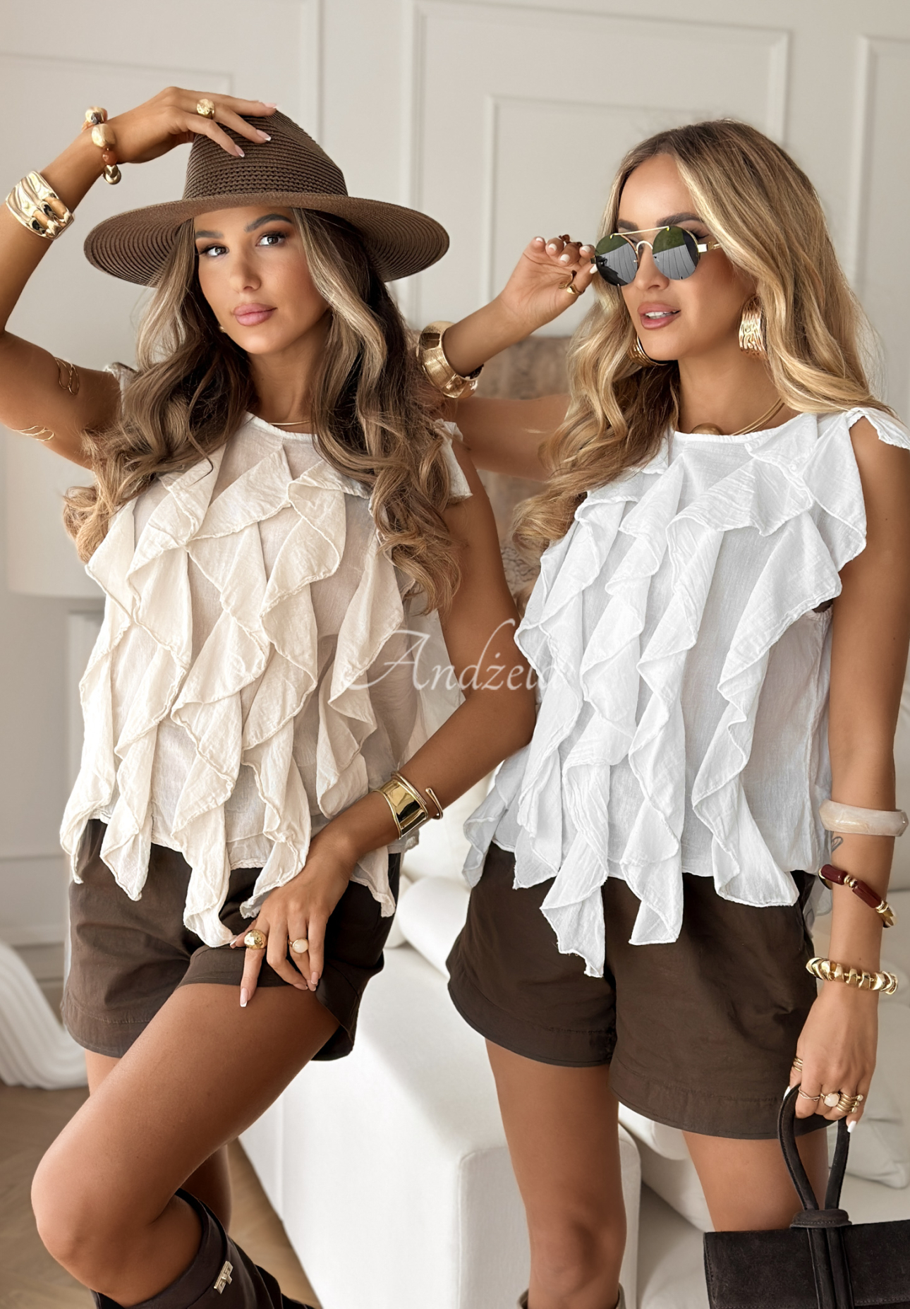 Blúzka s volánikmi Boho Sands béžová