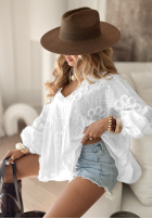 Ażurowa Blúzka z kwiatami boho Summer Sweetness Biela