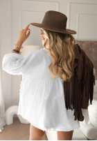 Ażurowa Blúzka z kwiatami boho Summer Sweetness Biela