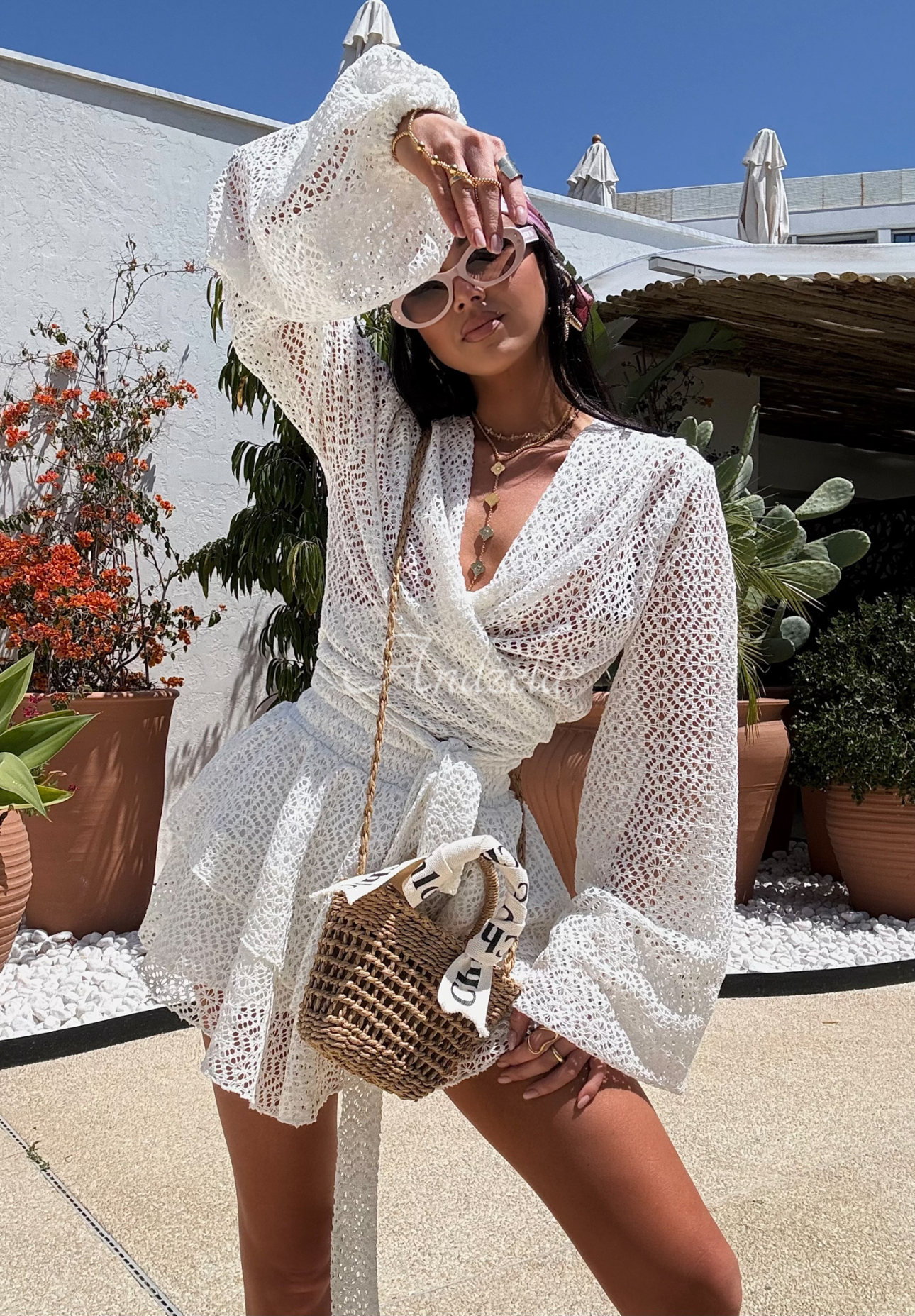 Čipkovaná súprava blúzka a sukňo-šortky La Milla Exquisite Lace biele