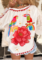 Blúzka so vzormi Lovely Parrots svetlo béžový