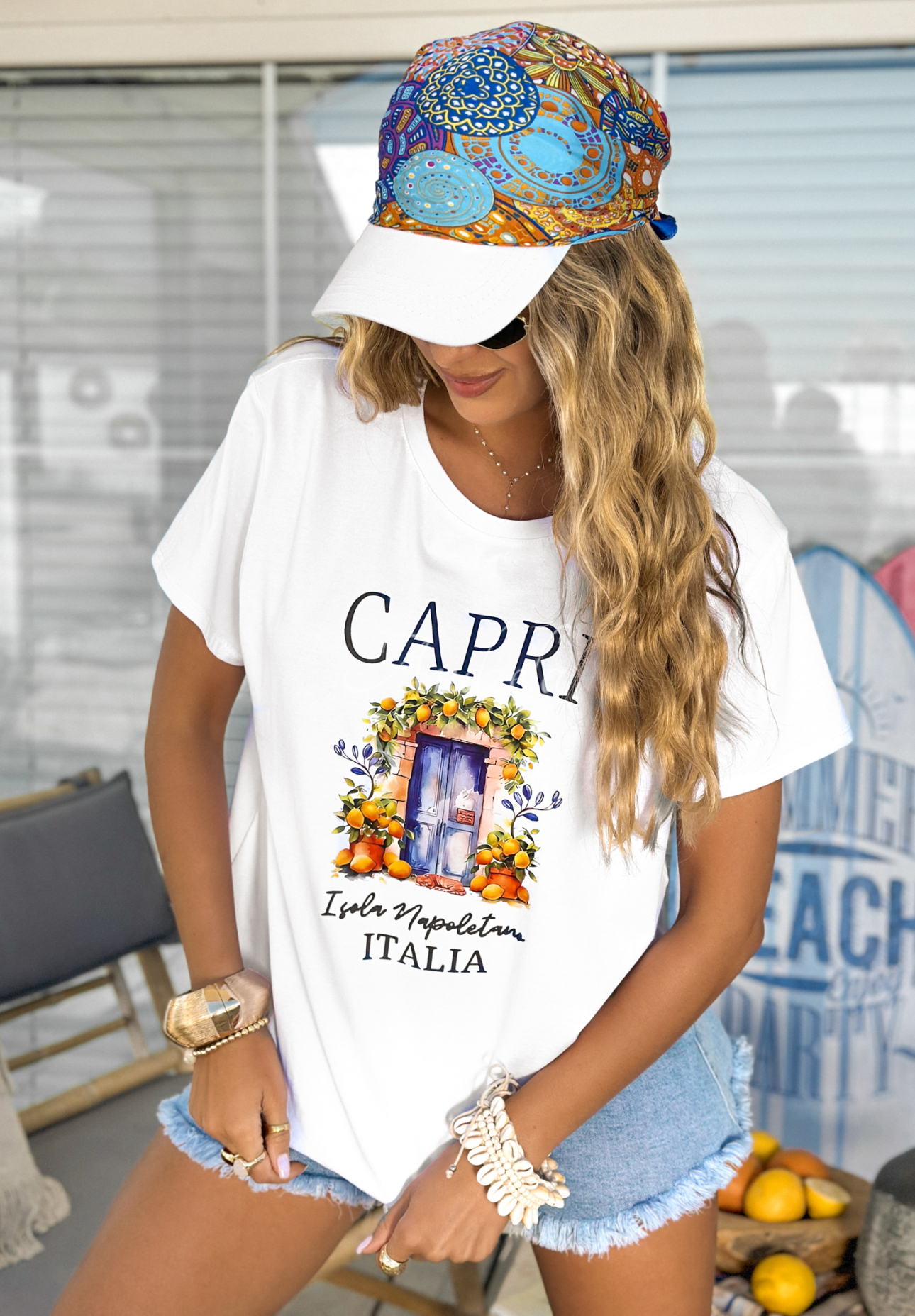 Tričko s potlačou Capri Italia Biela