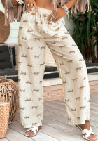Nohavice wide leg so vzormi Summer Charisma béžové