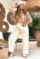 Nohavice wide leg so vzormi Summer Charisma béžové