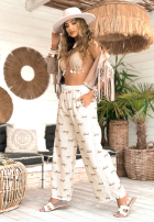 Nohavice wide leg so vzormi Summer Charisma béžové