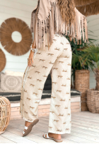 Nohavice wide leg so vzormi Summer Charisma béžové