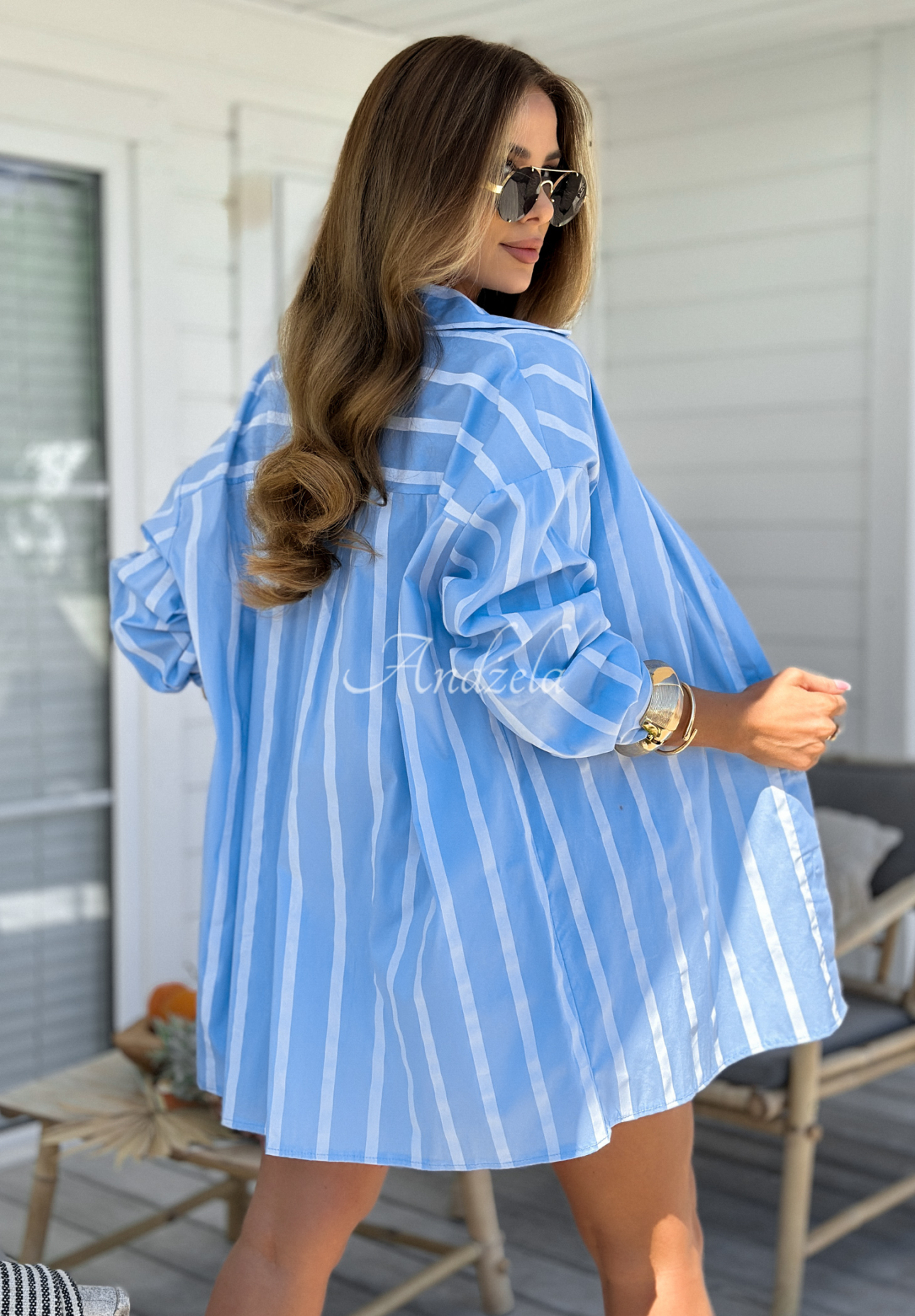 Súprava košeľa a šortky pásikavé Summer Stripes blankytný