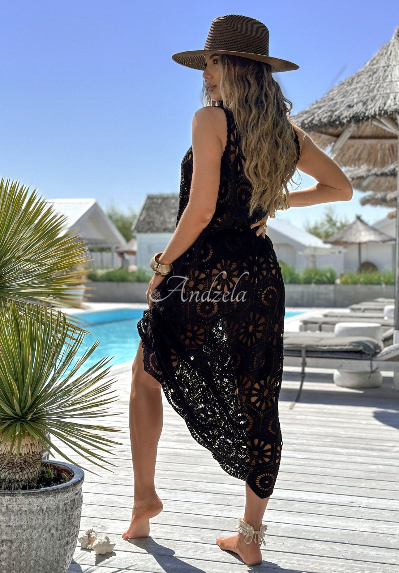 Ažúrový prehoz šaty boho Samira čierna