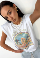 Top z nadrukiem La Milla Hotel Hawaii Biela