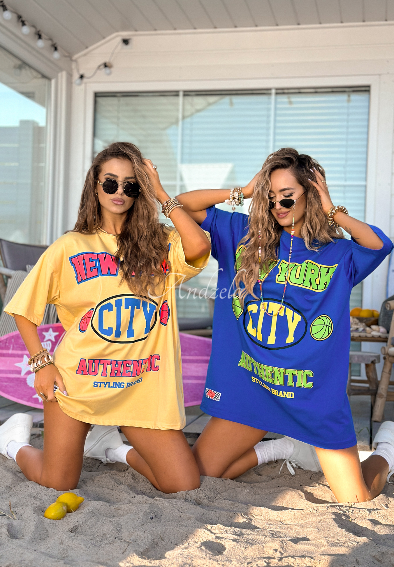 Oversize tričko s poltačou MC NYC Authentic banánový