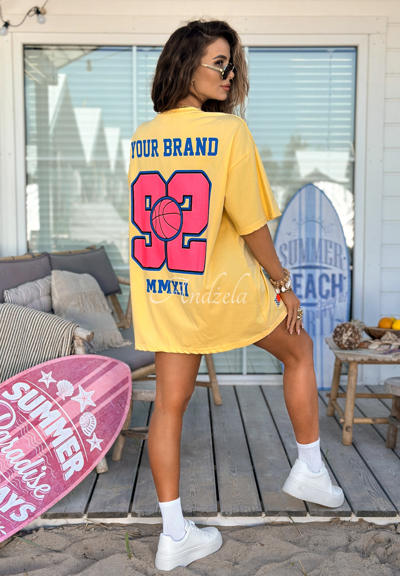 Oversize tričko s poltačou MC NYC Authentic banánový