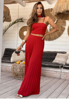 Súprava top i plisowane Nohavice wide leg Beverly Shores červený