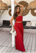 Súprava top i plisowane Nohavice wide leg Beverly Shores červený